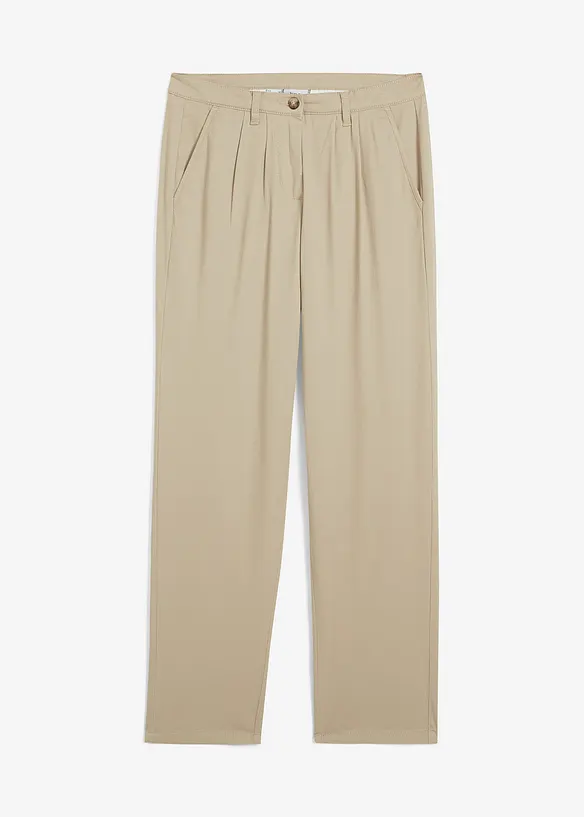 Stretch-Chinohose in beige von vorne - bonprix