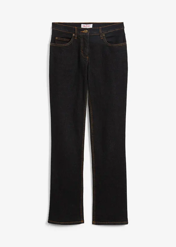 Straight Jeans Mid Waist, Stretch in schwarz von vorne - bonprix