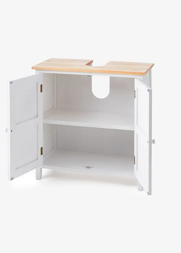 Waschbeckenunterschrank mit Ornament in weiß geöffnet - bonprix