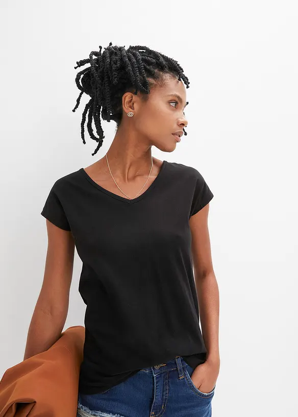 T-Shirt aus reiner Bio-Baumwolle in schwarz von hinten (im Anschnitt) - bonprix
