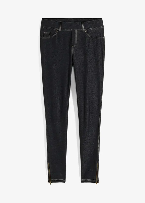 Leggings in Jeansoptik in schwarz von vorne - bonprix