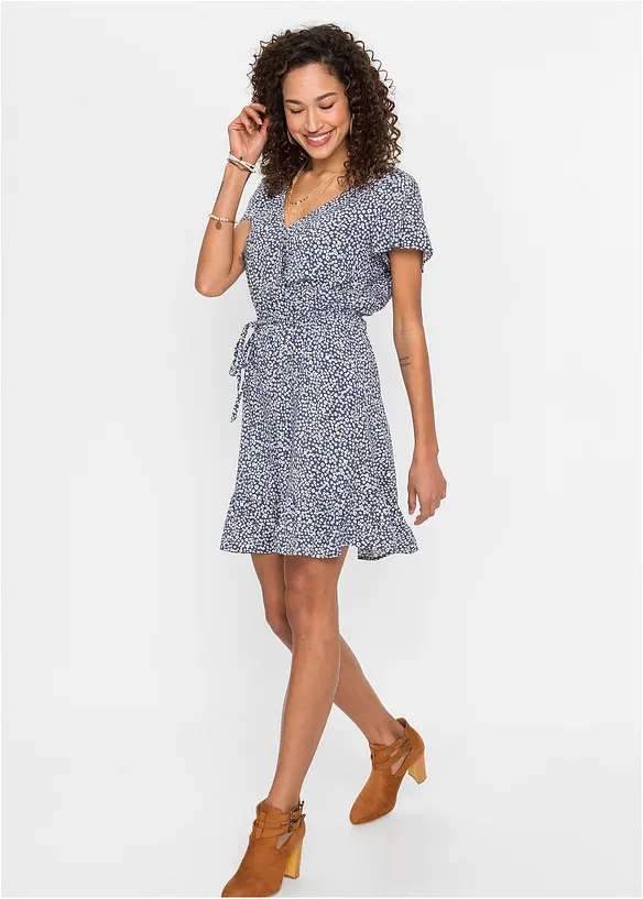 Minikleid aus fließender Viscose in blau von vorne (Totalaufnahme) - bonprix Minikleid aus fließender Viscose in blau von vorne (Totalaufnahme) - bonprix