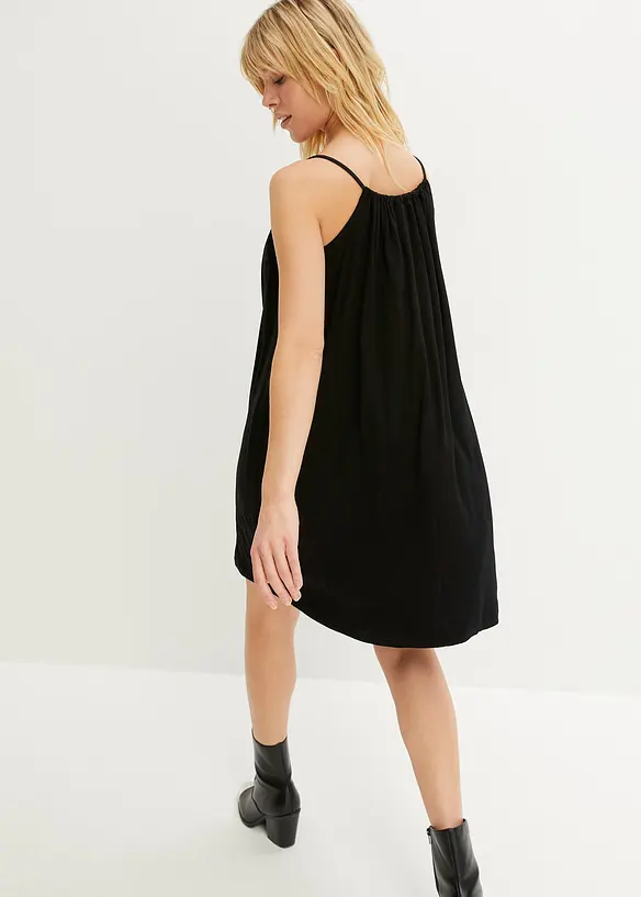 Jerseykleid aus fließender Viskose in schwarz von hinten (Totalaufnahme) - bonprix