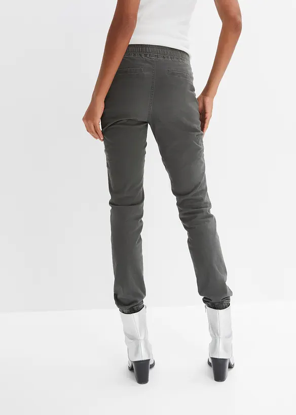 Hose mit Biker-Details in grau von hinten - bonprix