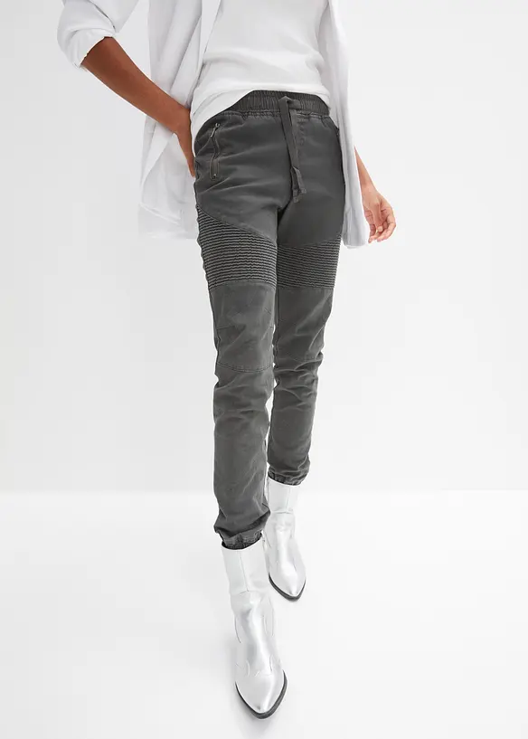 Hose mit Biker-Details in grau von vorne - bonprix