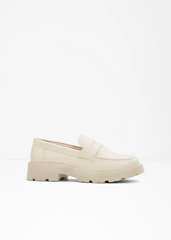 Chunky Loafer in beige von vorne - bonprix