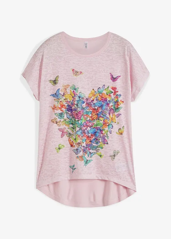 Shirt mit Schmetterlingsdruck in rosa von vorne - bonprix
