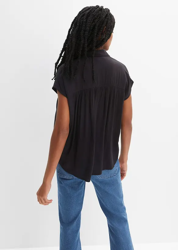Oversized Blusentop aus fließender Viskose in schwarz von hinten (im Anschnitt) - bonprix Oversized Blusentop aus fließender Viskose in schwarz von hinten (im Anschnitt) - bonprix