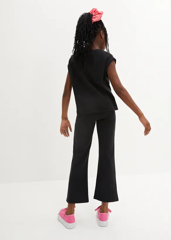 T-Shirt + Leggings Flared aus Bio-Baumwolle (2tlg. Set) in schwarz von hinten (Totalaufnahme) - bonprix