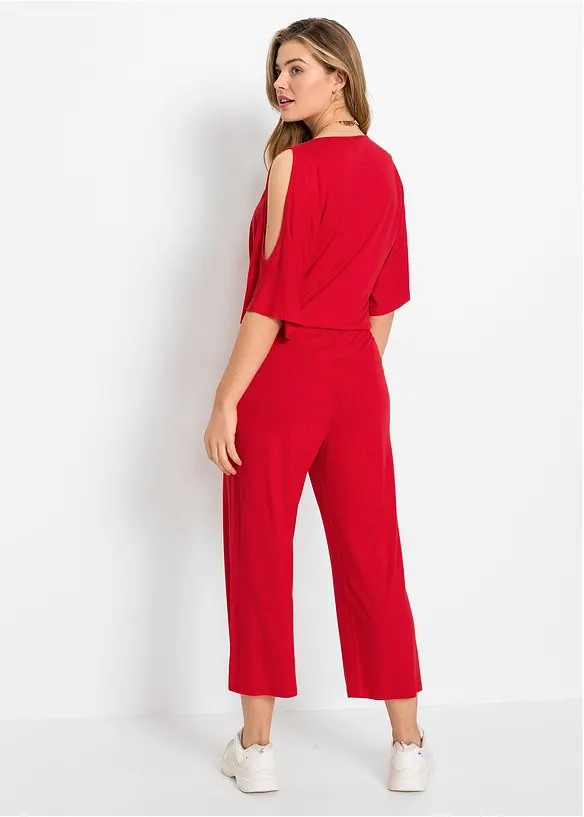 Jersey-Jumpsuit aus fließender Viskose in rot von hinten (Totalaufnahme) - bonprix Jersey-Jumpsuit aus fließender Viskose in rot von hinten (Totalaufnahme) - bonprix