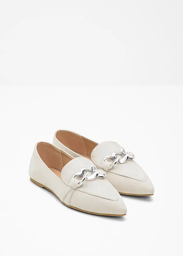 Loafer mit Kette in beige - bonprix