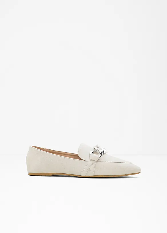Loafer mit Kette in beige von vorne - bonprix