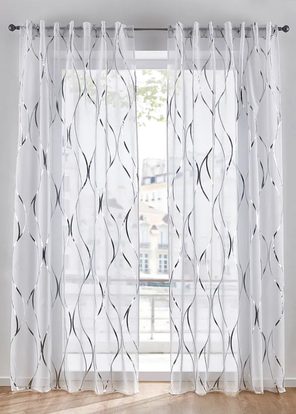 Transparente Gardine mit feiner Struktur, auch in extra lang (1er Pack) in silber - bonprix