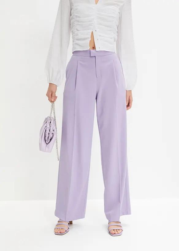 Bundfaltenhose mit Bequembund in lila von vorne - bonprix Bundfaltenhose mit Bequembund in lila von vorne - bonprix