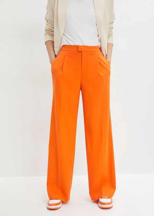Bundfaltenhose mit Bequembund in orange von vorne - bonprix