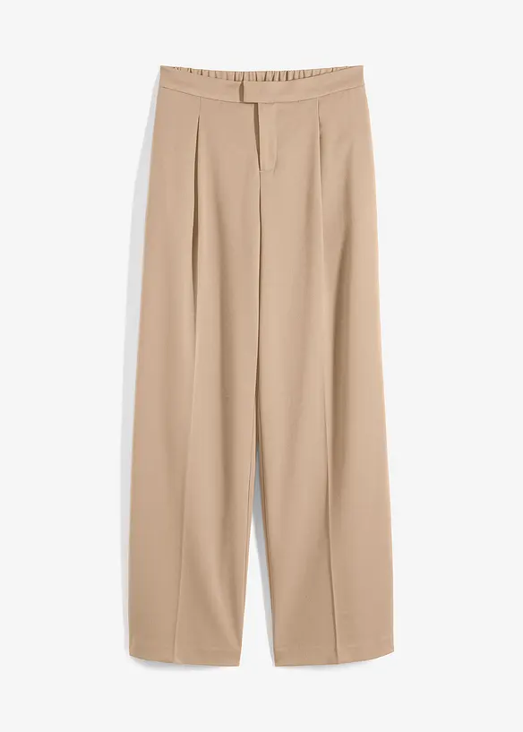 Bundfaltenhose mit Bequembund in beige von vorne - bonprix