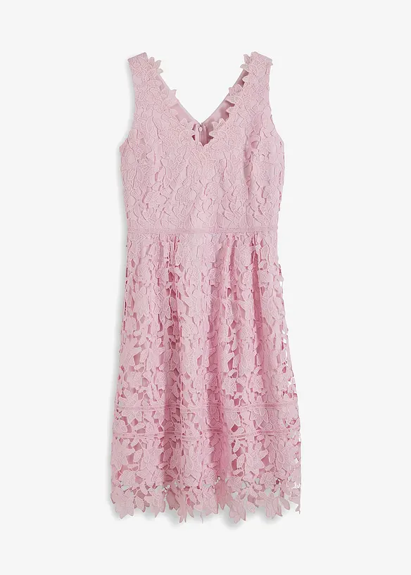 Kleid mit Spitze in rosa von vorne - bonprix