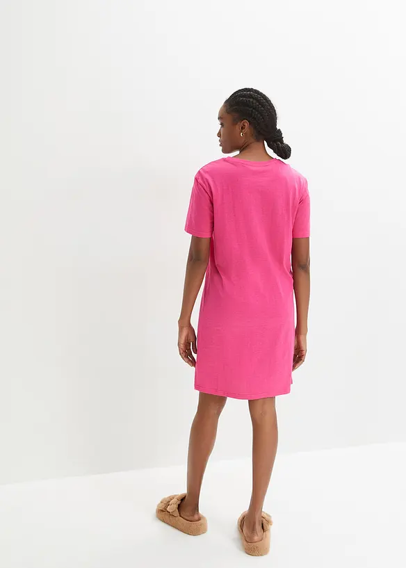 Oversized Nachthemd aus Flammgarn in pink von hinten (Totalaufnahme) - bonprix