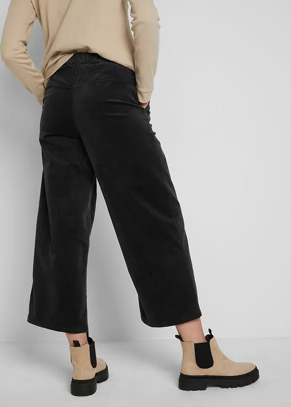 Weite Cord-Culotte aus Baumwoll-Mix in schwarz von hinten - bonprix Weite Cord-Culotte aus Baumwoll-Mix in schwarz von hinten - bonprix