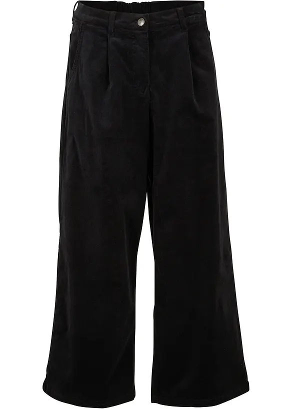 Weite Cord-Culotte aus Baumwoll-Mix in schwarz von vorne - bonprix Weite Cord-Culotte aus Baumwoll-Mix in schwarz von vorne - bonprix
