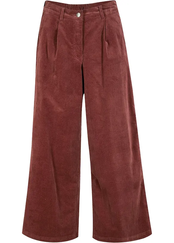 Weite Cord-Culotte aus Baumwoll-Mix in braun von vorne - bonprix Weite Cord-Culotte aus Baumwoll-Mix in braun von vorne - bonprix