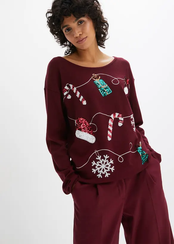 Feinstrickpullover in rot von vorne (im Anschnitt) - bonprix