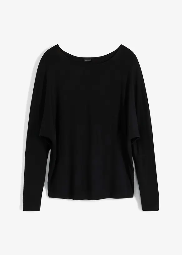 Langarmshirt aus softem Viskose-Mix in schwarz von vorne - bonprix Langarmshirt aus softem Viskose-Mix in schwarz von vorne - bonprix