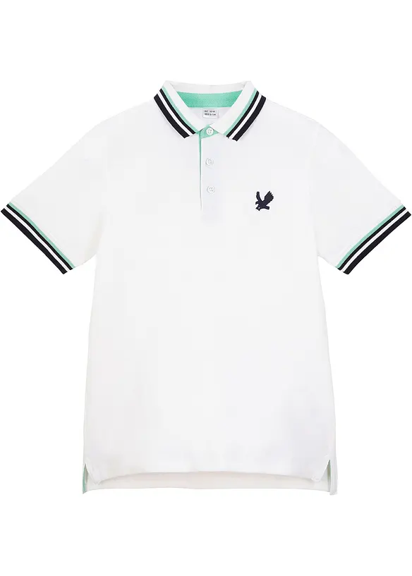 Pique-Poloshirt aus reiner Bio-Baumwolle in weiß von vorne - bonprix