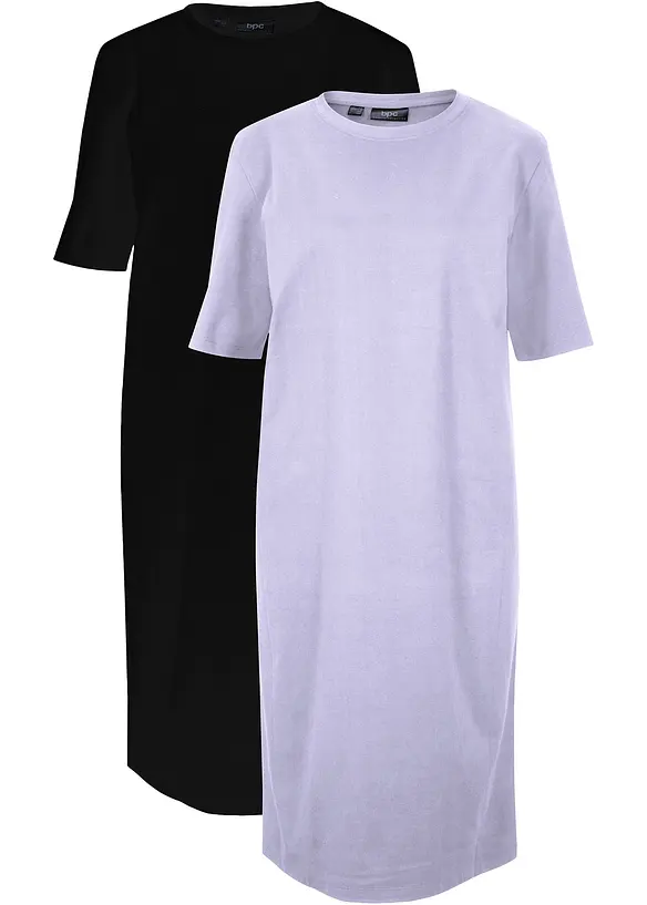 Shirtkleid (2er-Pack) in lila von vorne - bonprix Shirtkleid (2er-Pack) in lila von vorne - bonprix