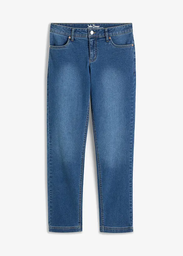 Straight Jeans Mid Waist, Stretch in blau von vorne - bonprix