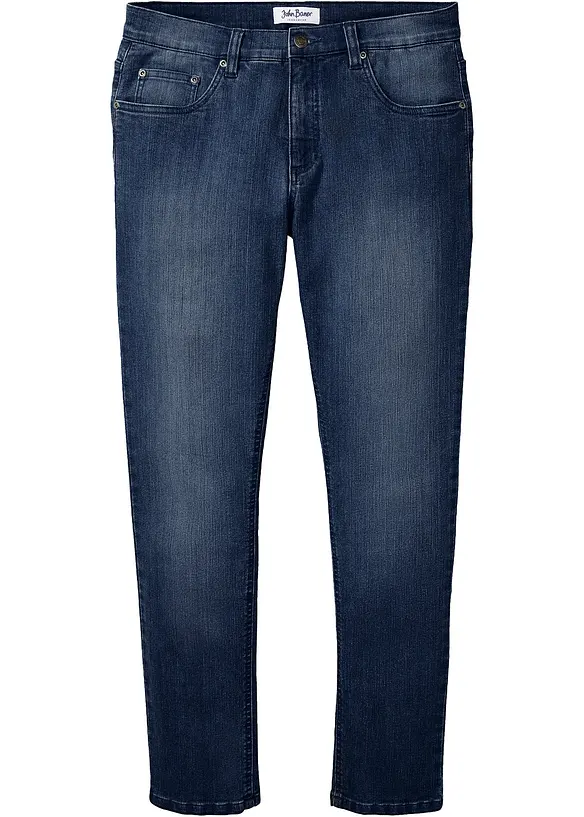 Slim Fit Stretch-Jeans, Straight in blau von vorne - bonprix