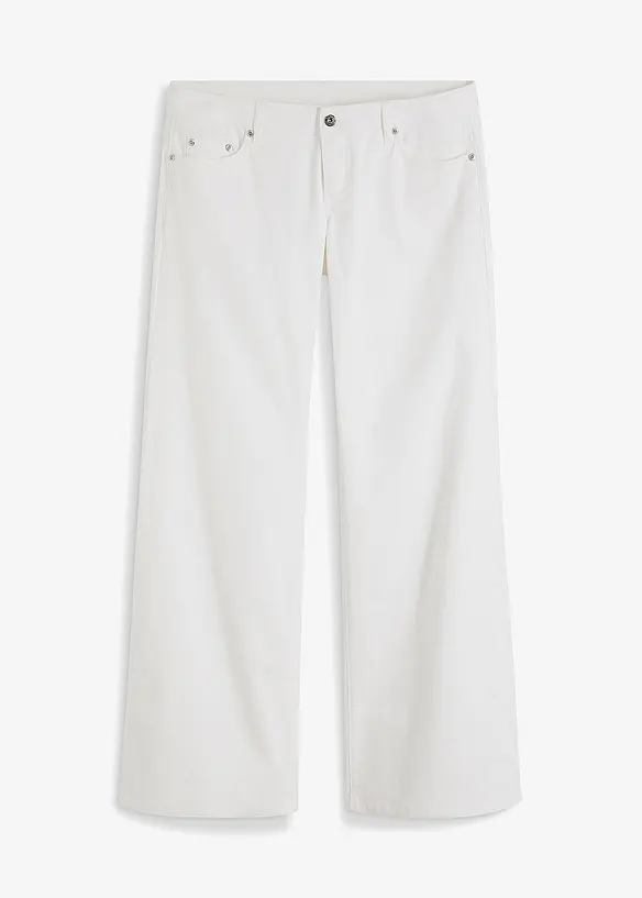 Wide Leg Jeans Low Waist in weiß von vorne - bonprix