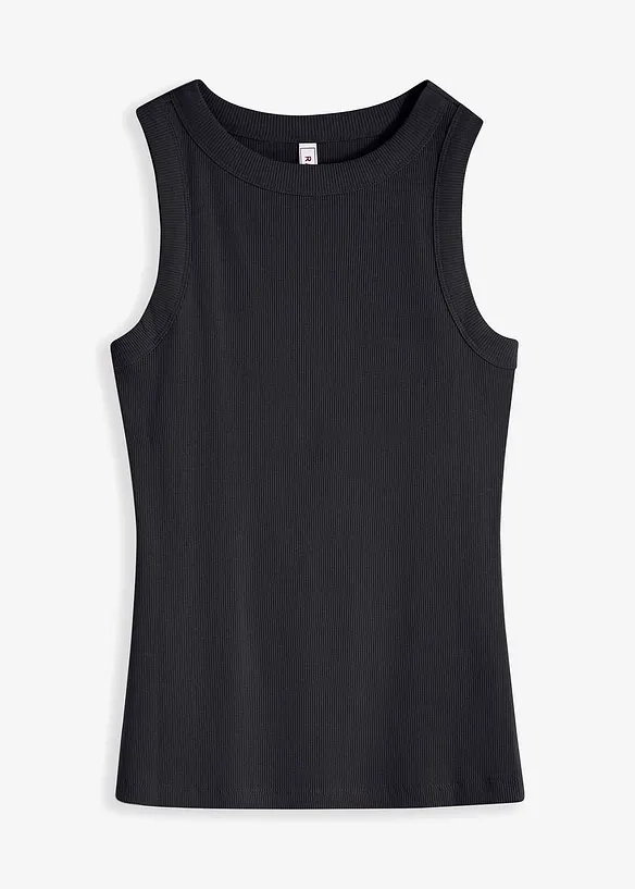 Ripp-Top aus reiner Bio-Baumwolle in schwarz von vorne - bonprix Ripp-Top aus reiner Bio-Baumwolle in schwarz von vorne - bonprix