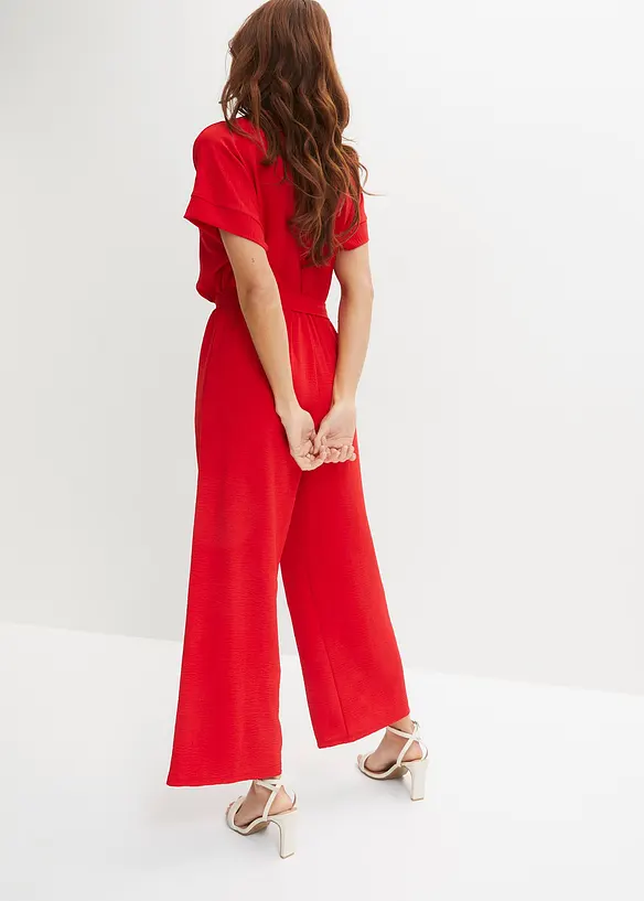 Kurzarm-Overall in rot von hinten (Totalaufnahme) - bonprix Kurzarm-Overall in rot von hinten (Totalaufnahme) - bonprix