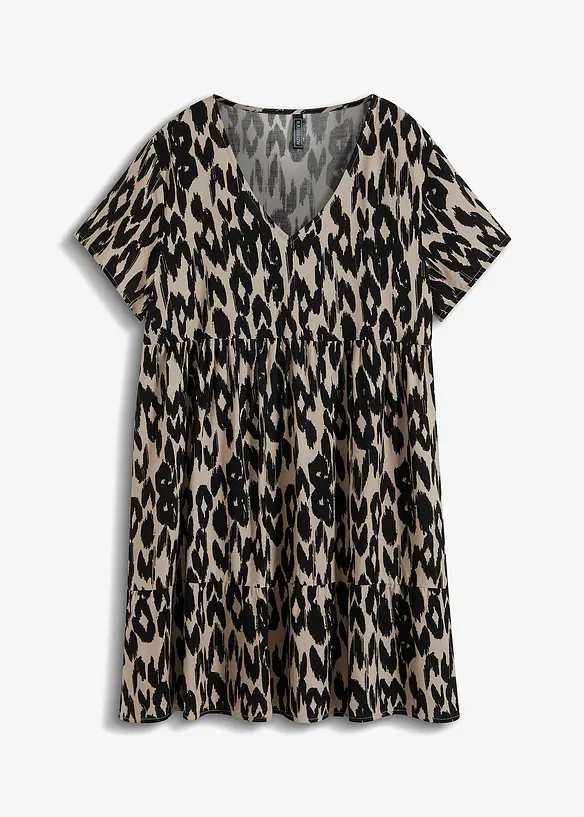 Tunika-Kleid aus fließender Viskose in schwarz von vorne - bonprix
