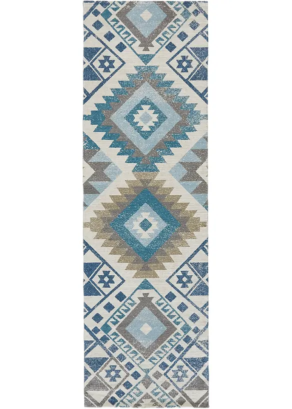In- und Outdoor Kelim-Teppich im Digitaldruck in blau - bpc living bonprix collection