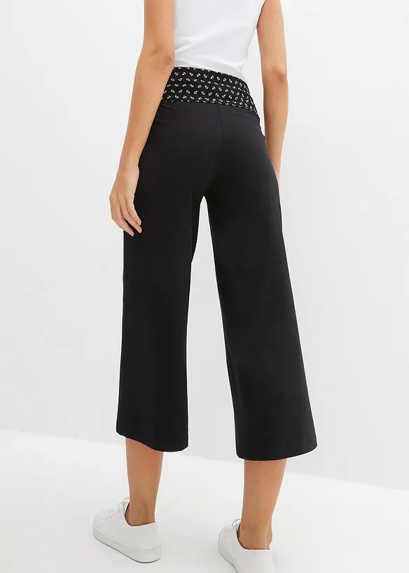 Loungewear Culotte mit Bequembund in schwarz von hinten - bonprix