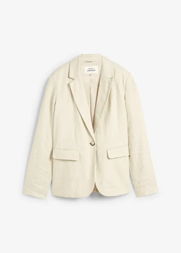 Blazer aus reinem Leinen in beige von vorne - bonprix