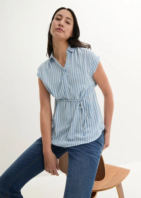 2-in-1 Umstands- und Stillbluse aus Viskose in blau von vorne (im Anschnitt) - bonprix