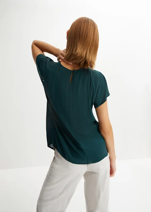 Blusenshirt aus fließender Viskose in grün von hinten (im Anschnitt) - bonprix
