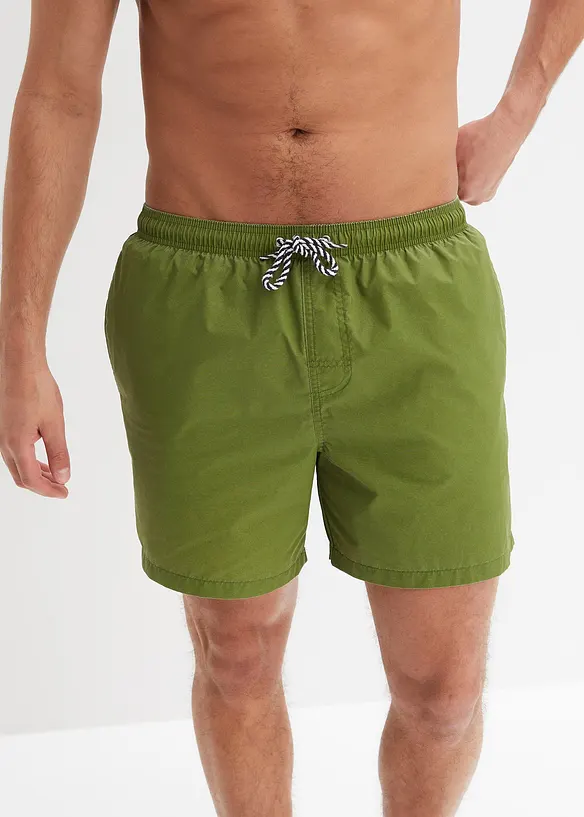 Badeshorts Herren mit Washed-Out-Optik in grün von vorne - bonprix