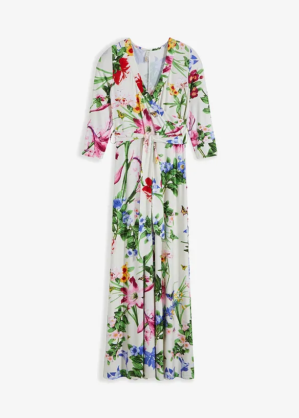 Maxikleid mit 3/4-Ärmeln in weiß von vorne - bonprix Maxikleid mit 3/4-Ärmeln in weiß von vorne - bonprix