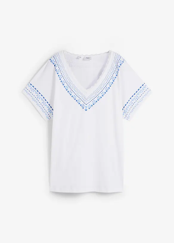 T-Shirt mit Bio-Baumwolle in weiß von vorne - bonprix