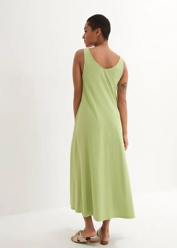 Jerseykleid aus reiner Baumwolle in grün von hinten (Totalaufnahme) - bonprix