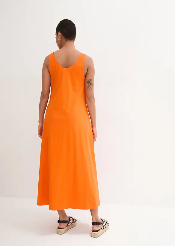 Jerseykleid aus reiner Baumwolle in orange von hinten (Totalaufnahme) - bonprix