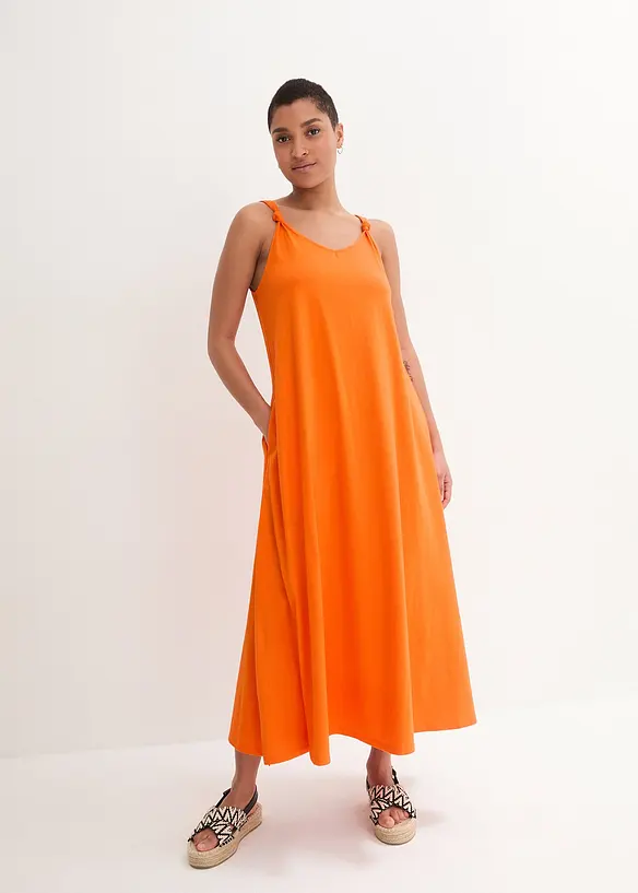 Jerseykleid aus reiner Baumwolle in orange von vorne (Totalaufnahme) - bonprix