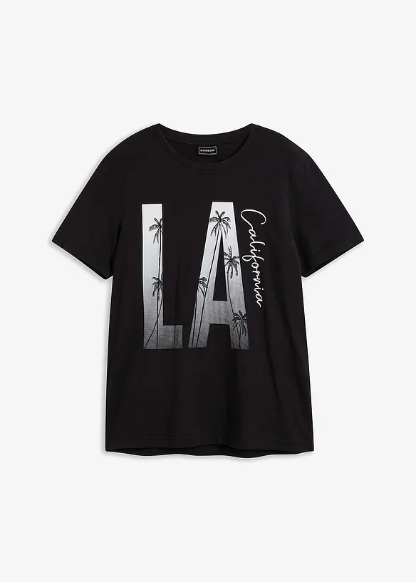 T-Shirt aus  reiner Bio-Baumwolle, Slim Fit in schwarz von vorne - bonprix