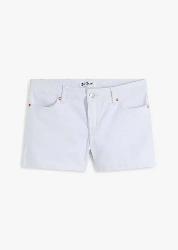 Jeansshorts, Mid Waist in weiß von vorne - bonprix