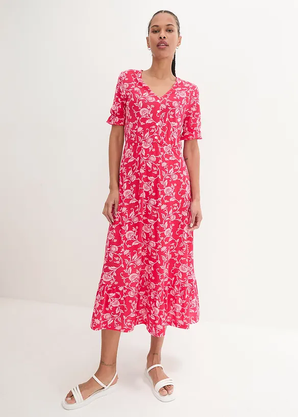Jerseykleid in rot von vorne (Totalaufnahme) - bonprix