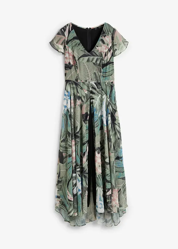 Jumpsuit mit Chiffon-Überwurf in grün von vorne - bonprix Jumpsuit mit Chiffon-Überwurf in grün von vorne - bonprix